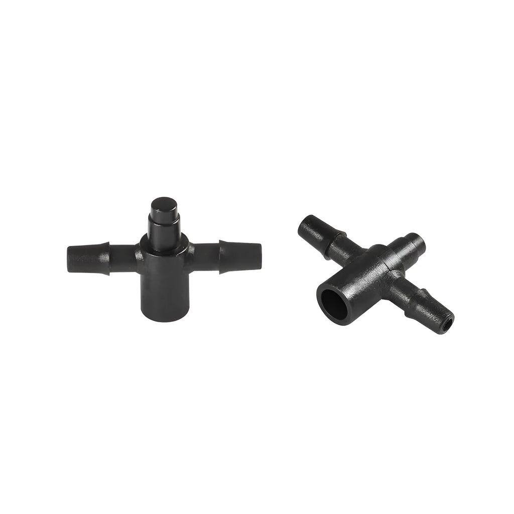 White plastic tee joint water distributor for micro irrigation systems