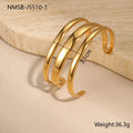 Geometric line stainless steel bracelet for women, showing gold electroplated and natural steel finish options