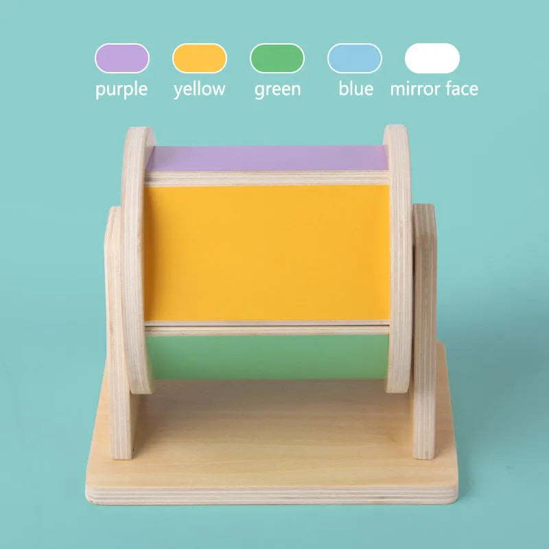 Five sided textile drum wooden training voice recognition teaching aid for infants 0-3 years compact size