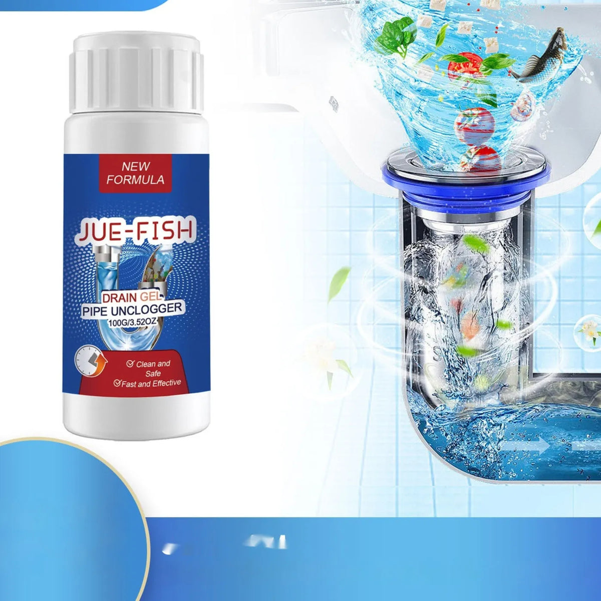 100g pipe dredge agent container for sewer and toilet cleaning, 11cm size