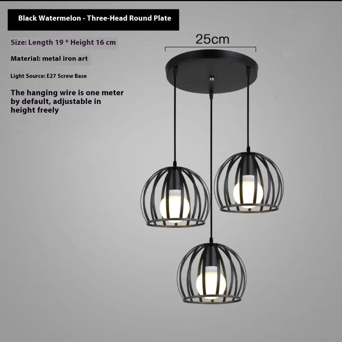 Iron droplight vintage 3 head assembled lamp for restaurant balcony retro H pattern disc ceiling light