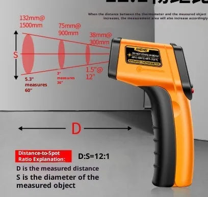 Infrared thermometer high precision industrial LCD display black colour