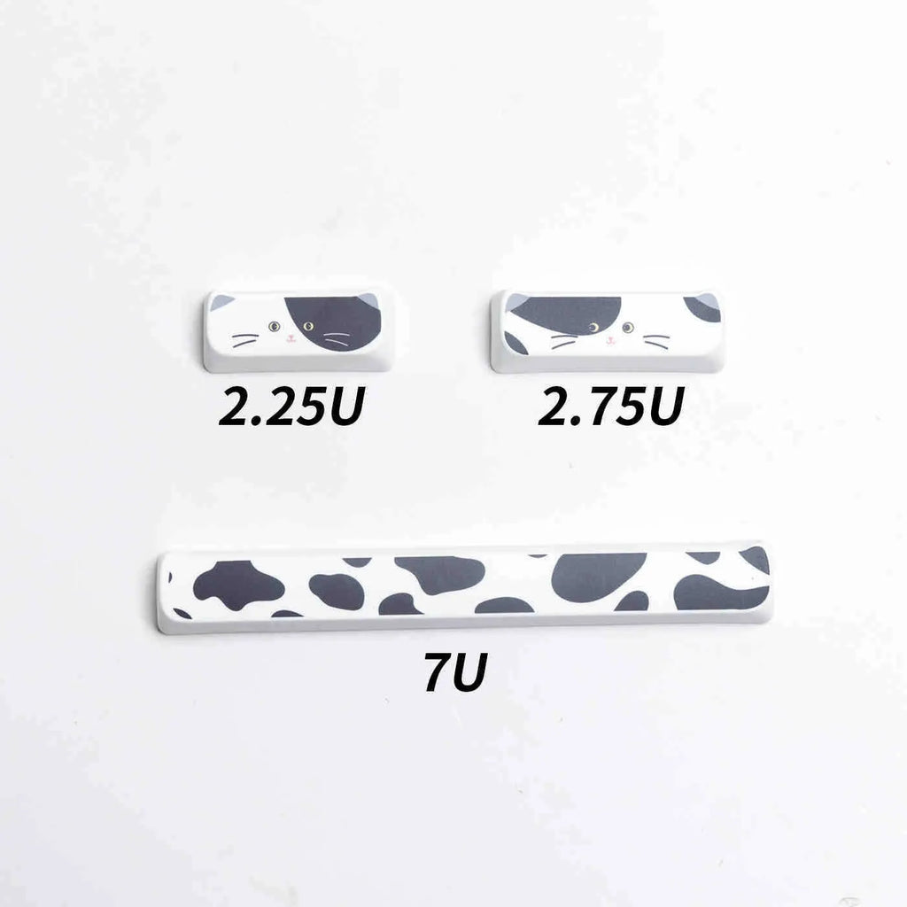 Black and white kitten full set sublimation PBT key caps with MAO height and 1.5mm line length