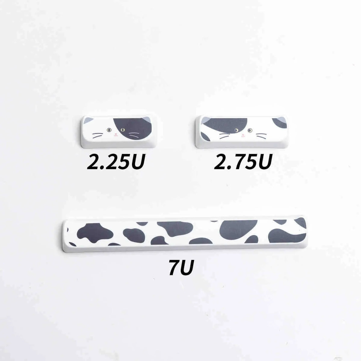 Black and white kitten full set sublimation PBT key caps with MAO height and 1.5mm line length