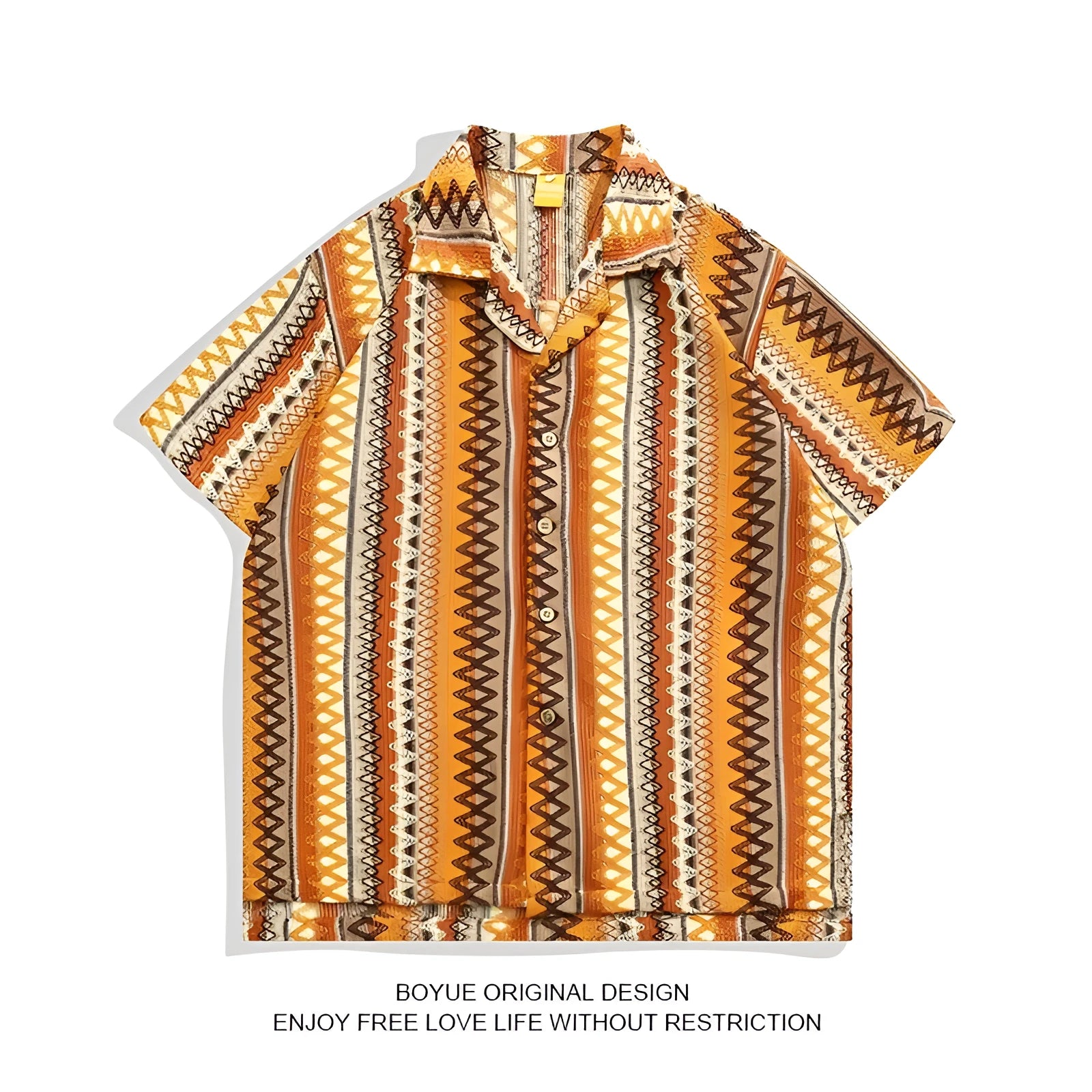 Ethnic woven Cuban collar shirt with contrast colour design and drop-shoulder sleeves