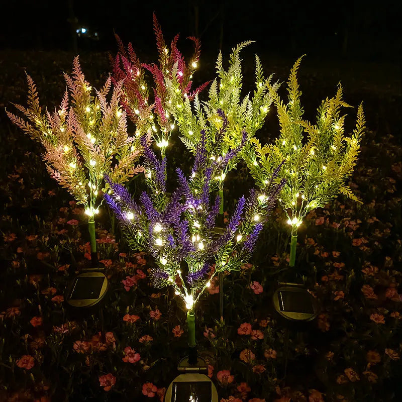 Solar-powered lavender flower shaped LED garden light for outdoor courtyard decoration