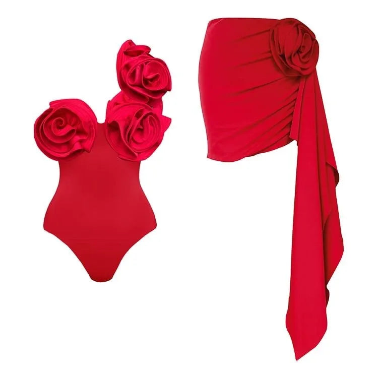 Solid colour one-piece swimsuit for women in polyester fiber sleeveless design red colour option