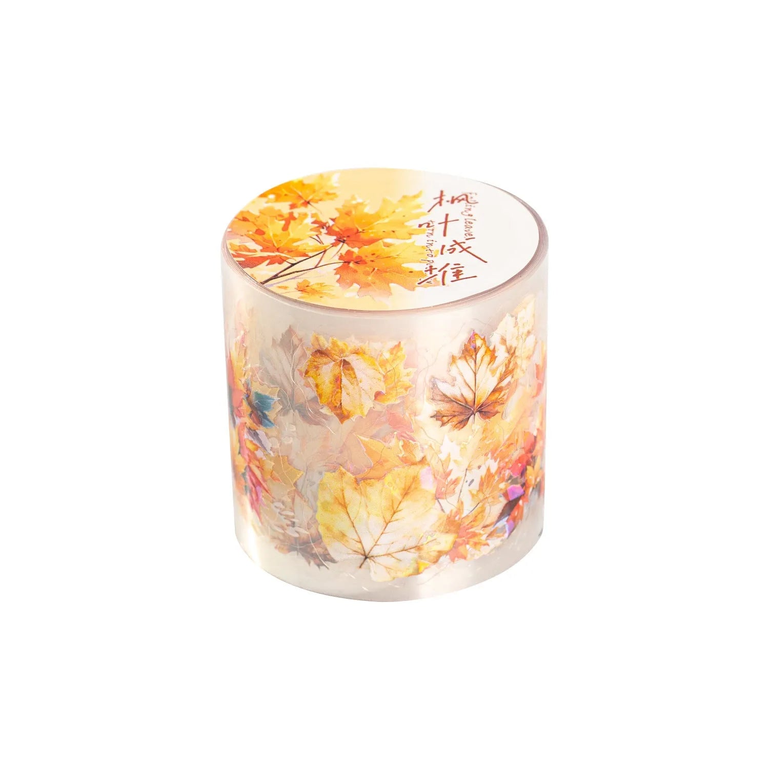 Deciduous Poetry series decorative sticker roll with six leaf patterns including ginkgo and maple designs
