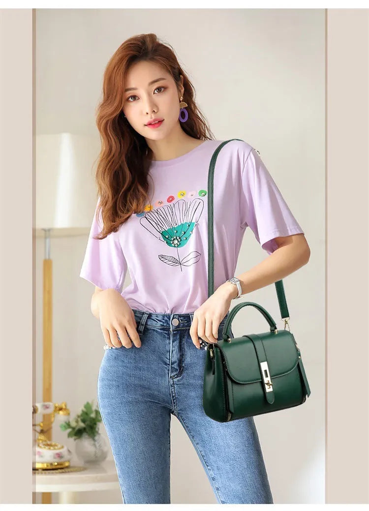 Soft PU leather women's messenger bag in square vertical shape with single shoulder strap