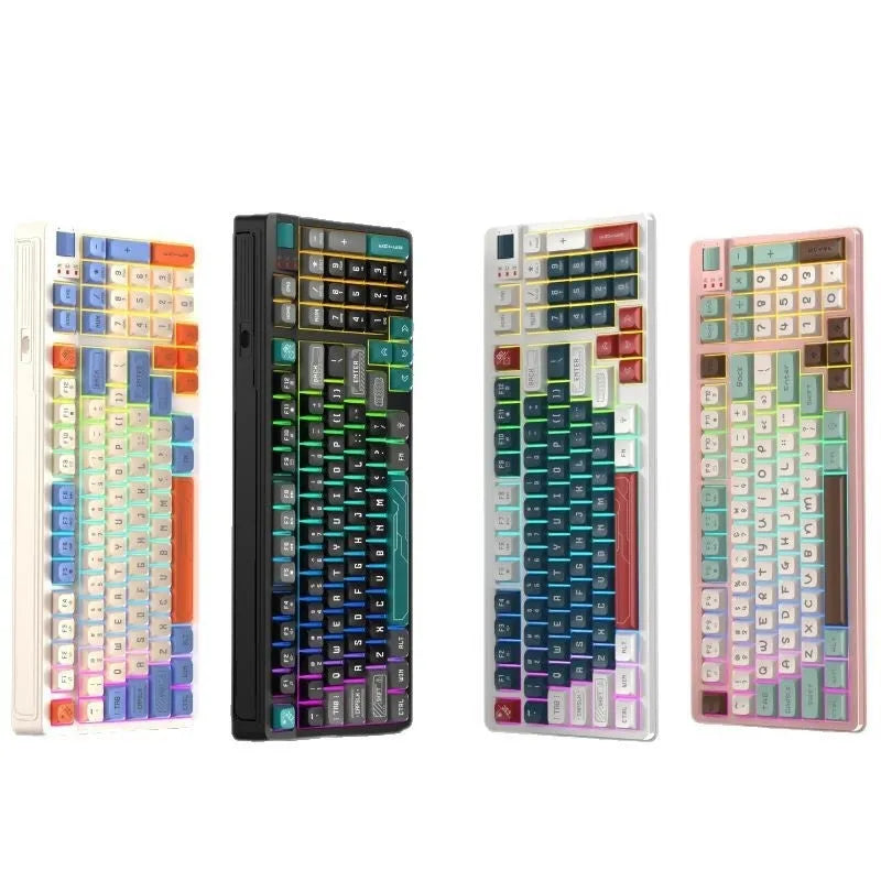 Glowing machinery-effect computer desk pad with LED lighting in universal size