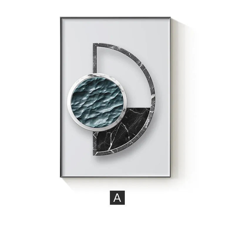 Abstract geometric pattern printed on a canvas painting for wall decoration