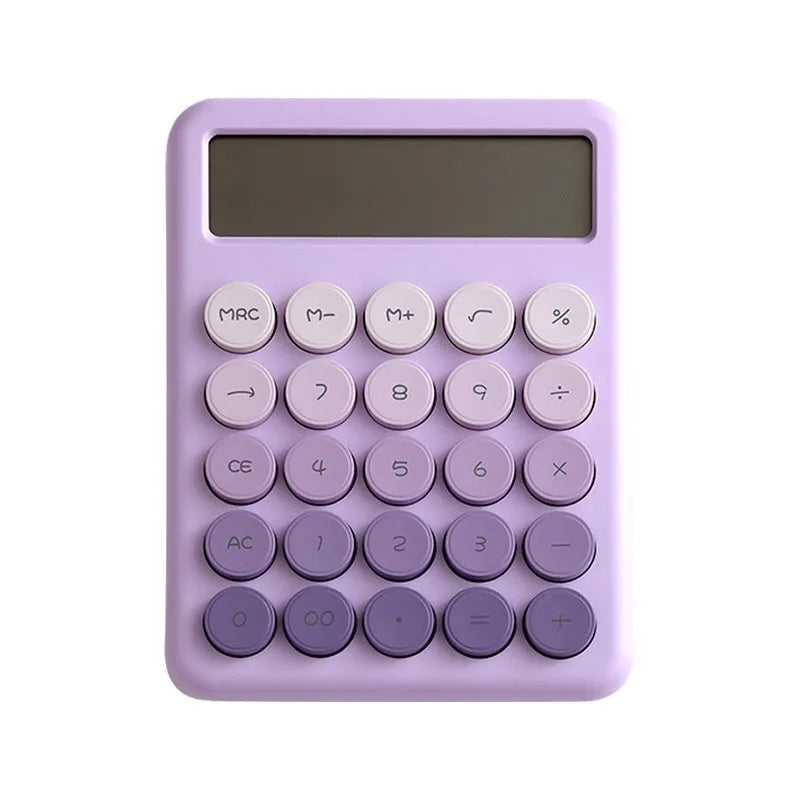 Gradient colour desk calculator in violet, pink, blue or green ABS plastic