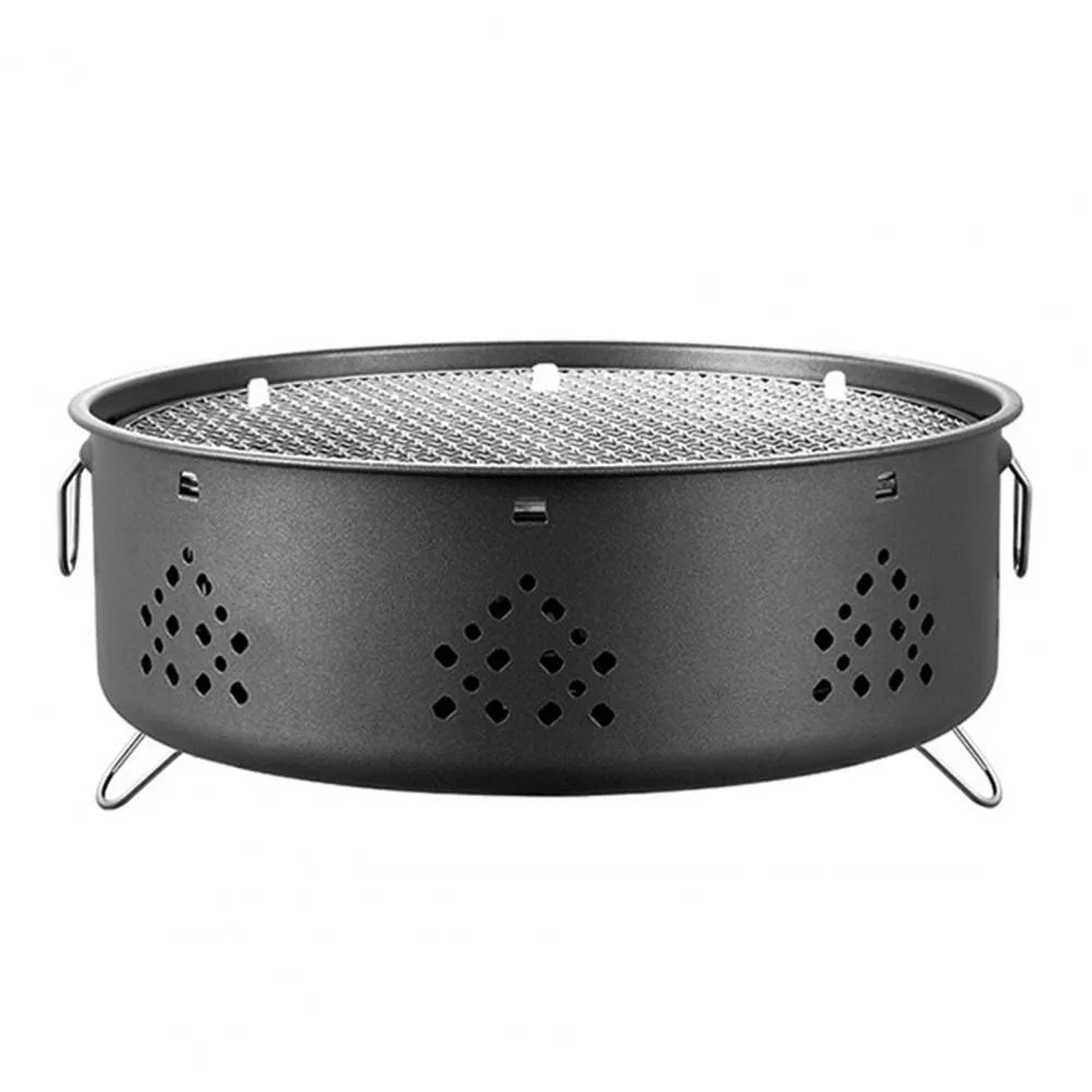 Portable stainless steel campfire grill with detachable split design, white, 31cm by 31cm, for outdoor BBQ camping and picnics