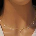 925 silver drop-shaped artificial zircon necklace on an adjustable O-chain in rose gold finish.