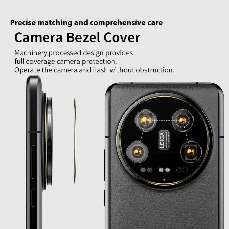 Xiaomi 14U lens protector film with frosted, explosion-proof, drop-proof features in black edge or black golden edge.