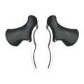 A pair of aluminium alloy road bicycle brake levers shown in black and black/silver colour options.