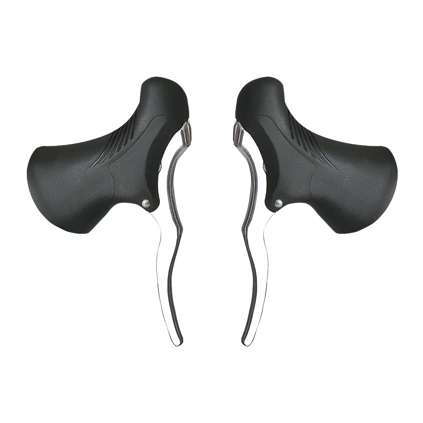 A pair of aluminium alloy road bicycle brake levers shown in black and black/silver colour options.
