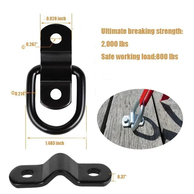Galvanised pull ring floor hook for trucks in black finish with carbon steel construction