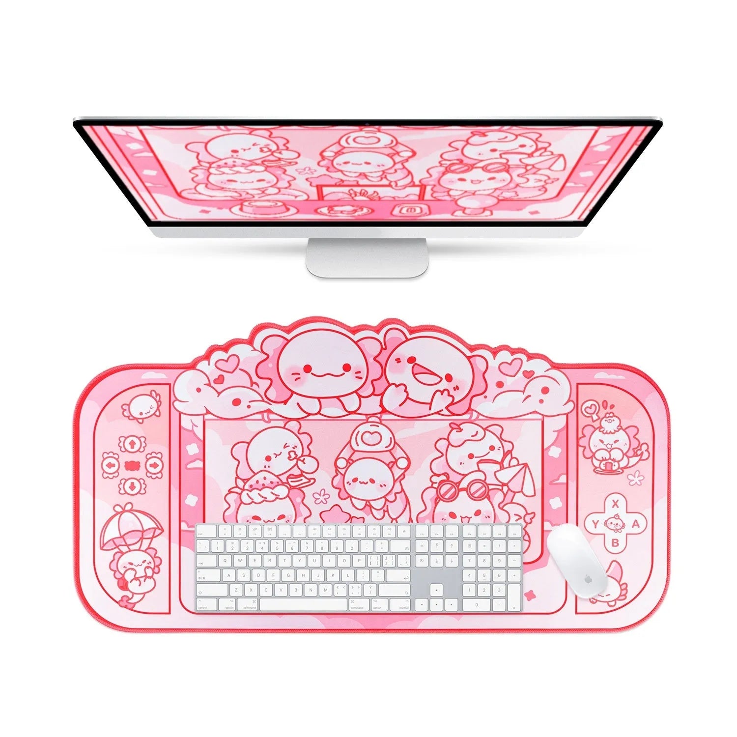 Hexagonal dragon crane machine large cloth mouse pad measuring 75x40cm with cartoon anime design