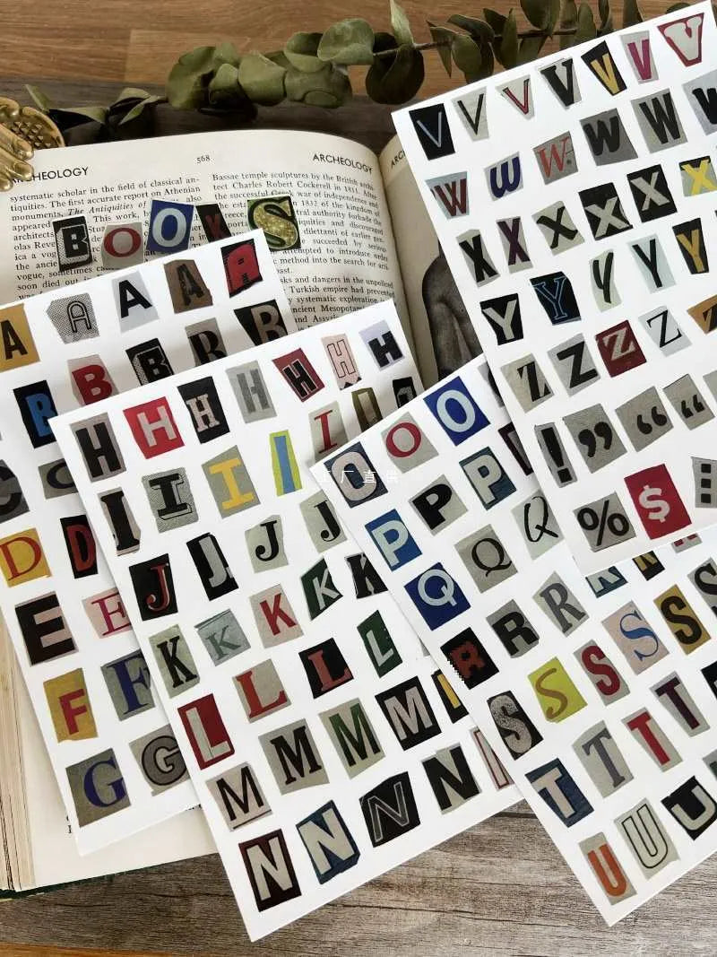 Set of cute-style printed English letter and weekly word decoration stickers for labelling and organisation.