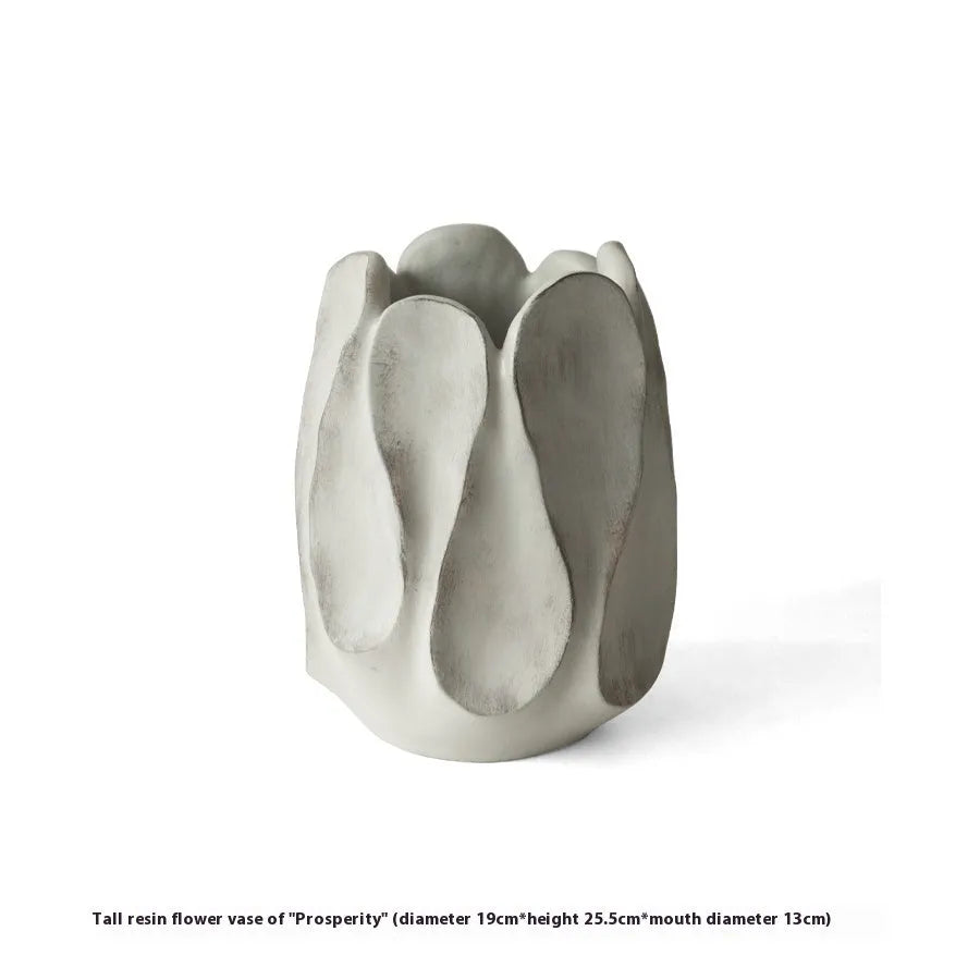 Irregular handmade ceramic vase with natural magnesium clay texture for flower arrangements