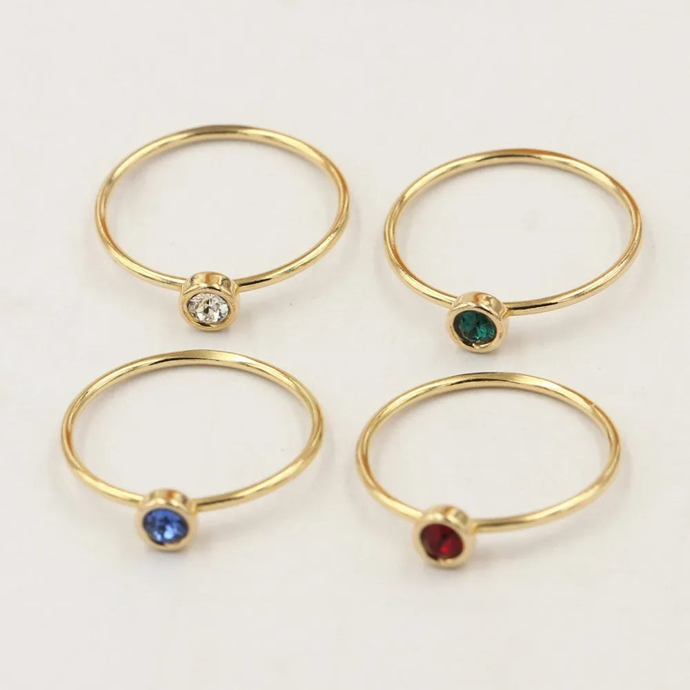 Women's 14K gilded copper knuckle ring with zircon stones in multiple colours