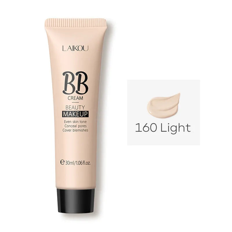 30ml bottle of BB cream showing nine shade options from light ivory to dark brown.