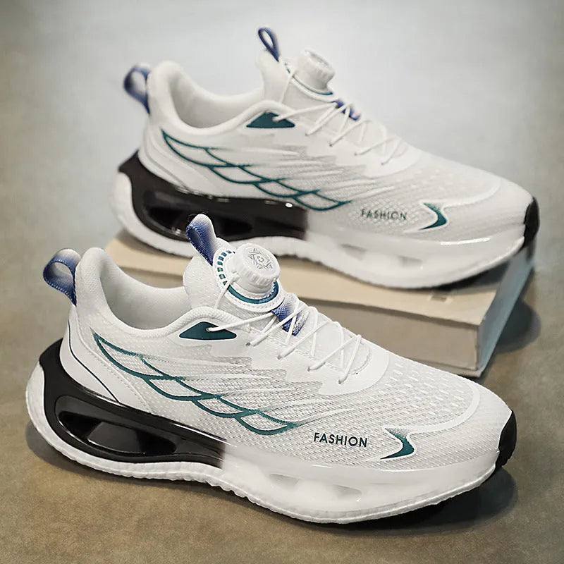 Youth button sneaker in low-top design with rotating button and breathable mesh upper