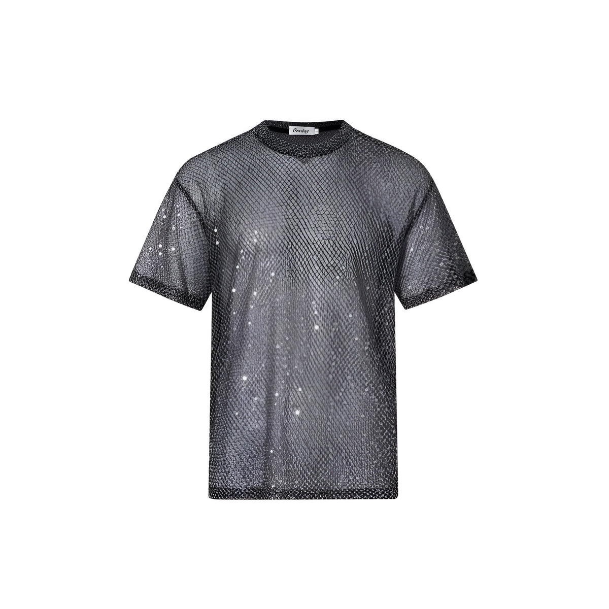 Boys see-through mesh short-sleeved T-shirt with plaid pattern and slim fit, sizes M L XL