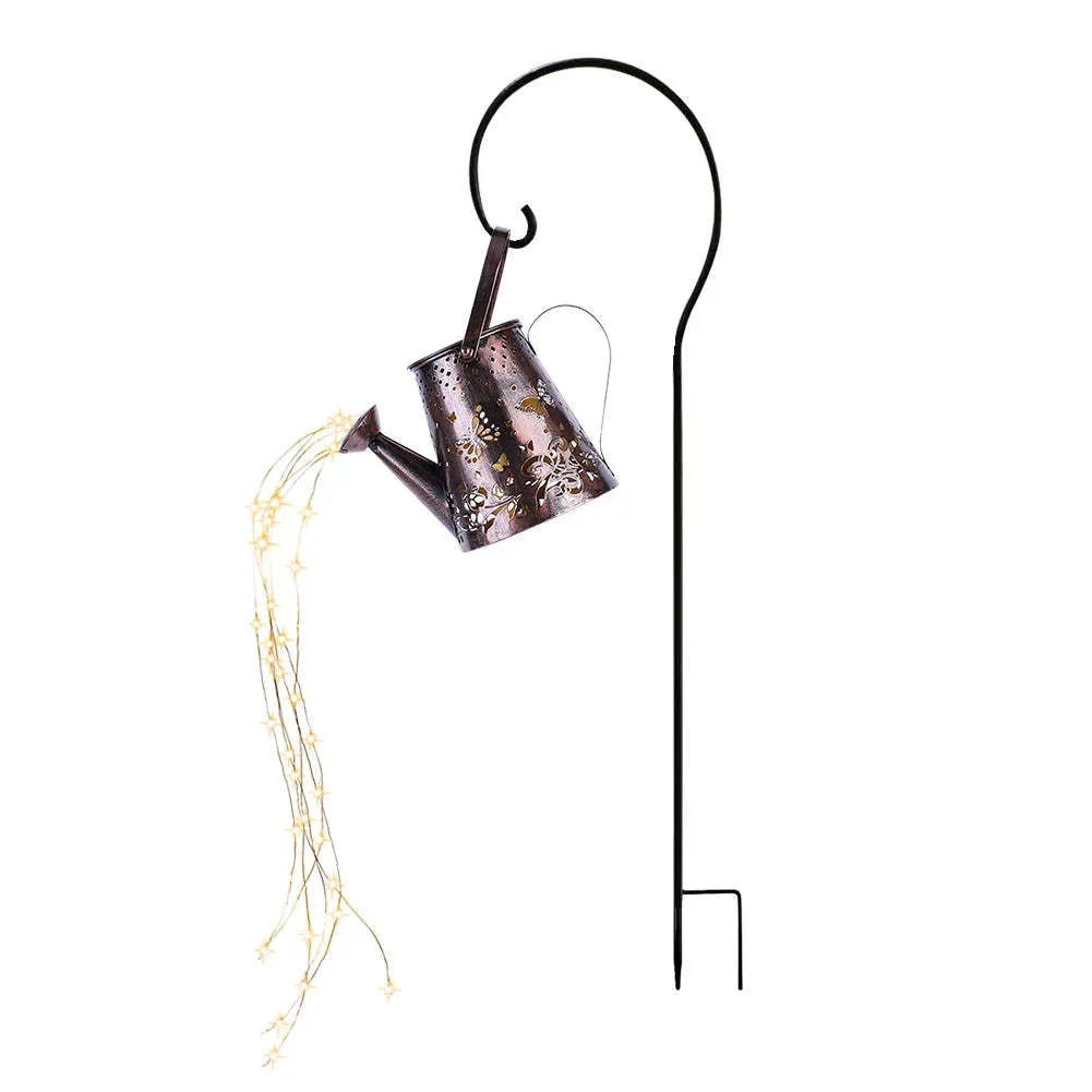 Solar garden lamp with butterfly pattern iron construction and warm white LED lighting