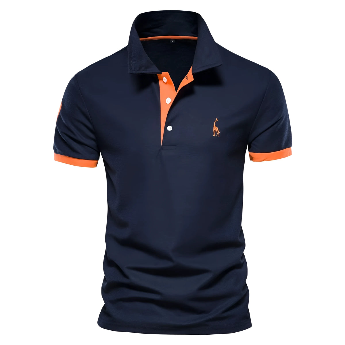 Men's slim fit embroidered short sleeve t-shirt in a cotton blend fabric.
