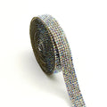 Glass self-adhesive water drill strip in white and AB colour options for clothing decoration