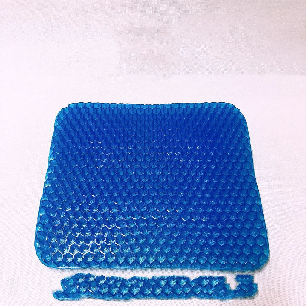 Square gel seat cushion with honeycomb structure and breathable cover for pressure relief