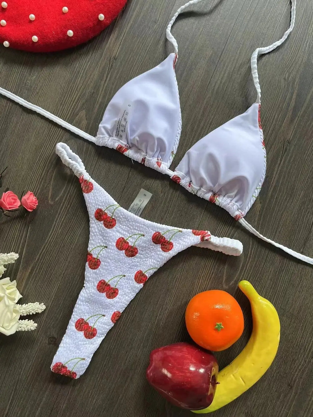 Women's printed quick-dry bikini set with high elasticity nylon fabric and cotton lining for swimming