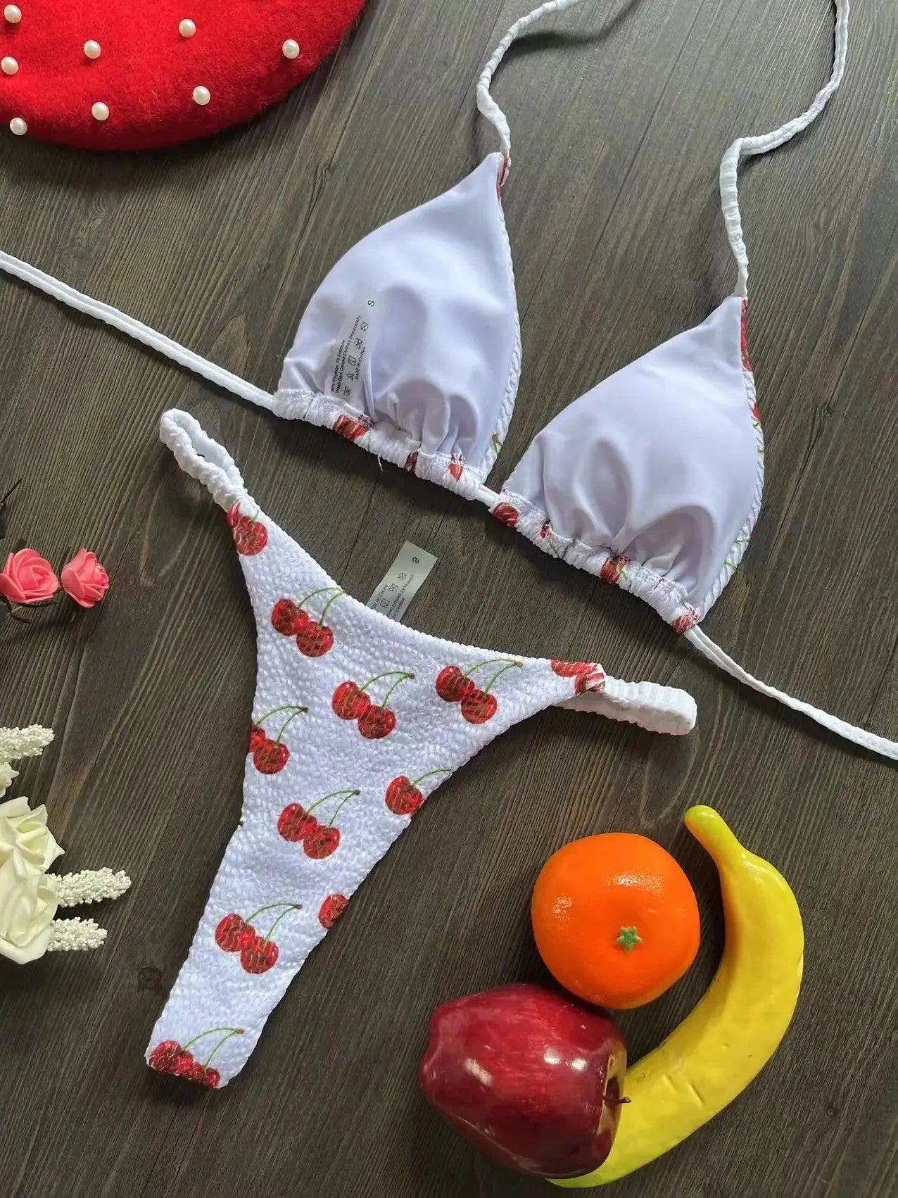 Women's printed quick-dry bikini set with high elasticity nylon fabric and cotton lining for swimming