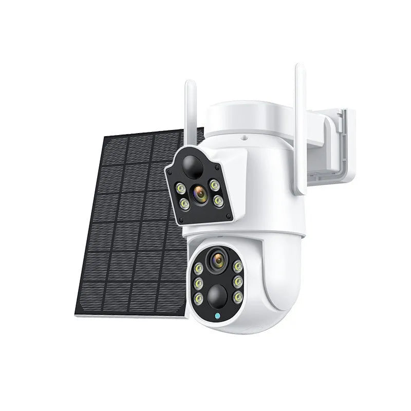 Outdoor solar wifi security camera with separate solar panel for wire-free home surveillance installation
