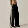 Black men's wide leg climbing trousers with high waist and straight-leg design