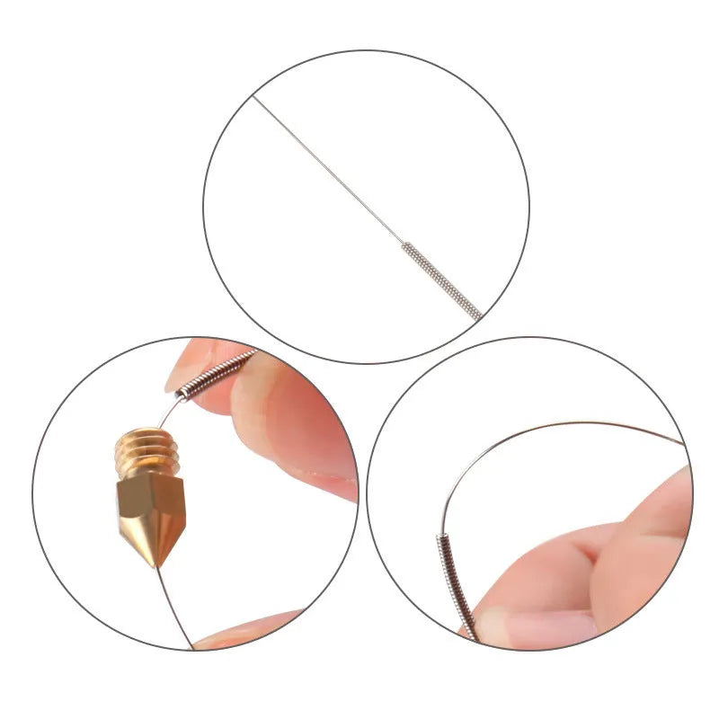 MK8 E3D 3D printer nozzle cleaning needles ten-piece pack with diameter size options