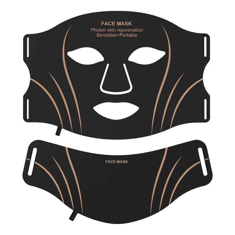 Black and gold IPL facial mask beauty instrument with silicone construction and headband touch controls