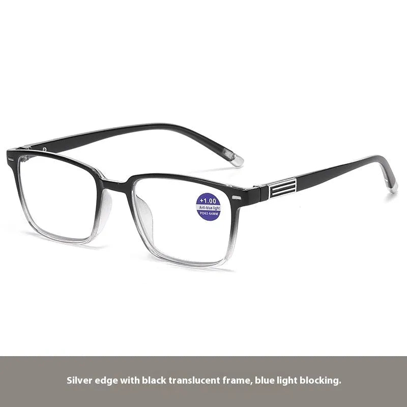 Anti blue light multifocal reading glasses with colour changing lenses in various frame colours