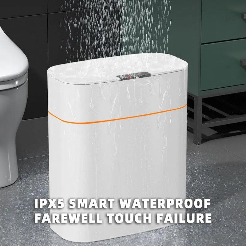 smart trash can with lid induction automatic dustbin in white