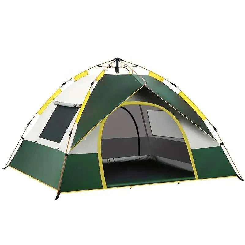 Dark green silver glue automatic quick-open camping tent for 3-4 people