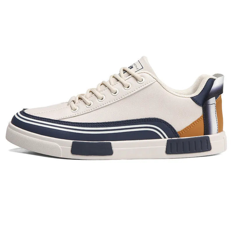 Men's canvas casual shoes with mesh sections in Milan colour pattern showing beige, white and green elements