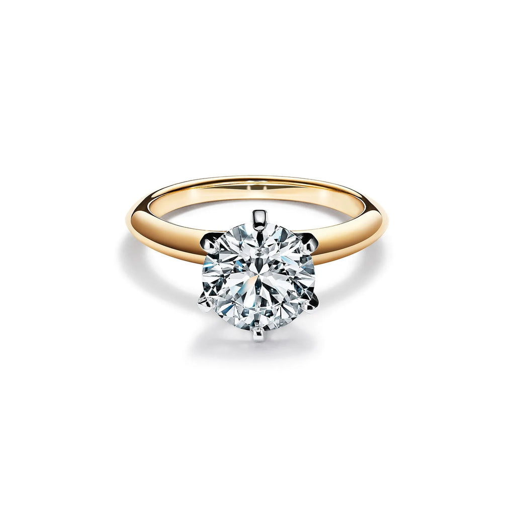 Women's silver ring with electroplated gold, rose gold, or platinum finish, 2 carat or 50 point style, size 6 7 8
