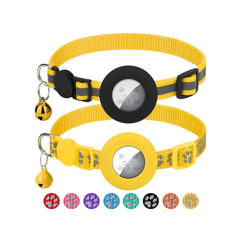 Reflective denim anti-lost pet collar for cats and dogs in black, pink, yellow, and five more colours