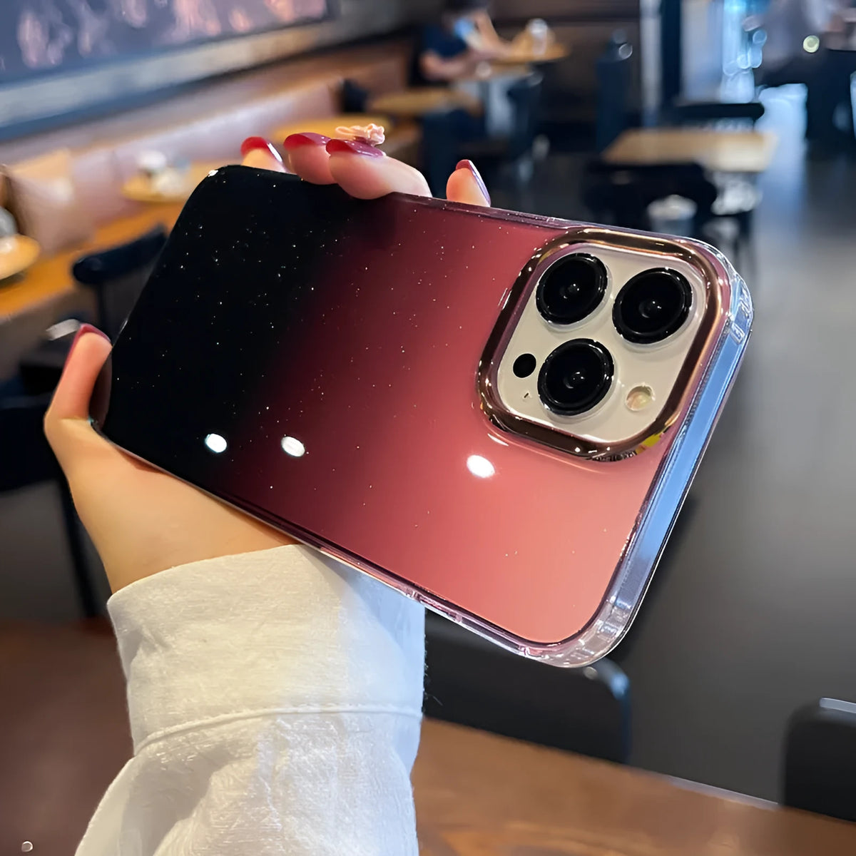 Star Sky luxury fashion phone case for Apple iPhone with fall prevention, soft texture, in orange colour