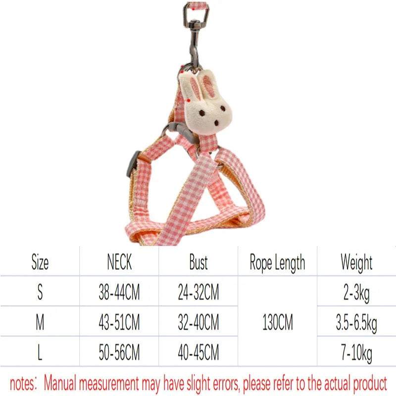 Blue nylon harness and leash set for a small dog with quick-release buckles