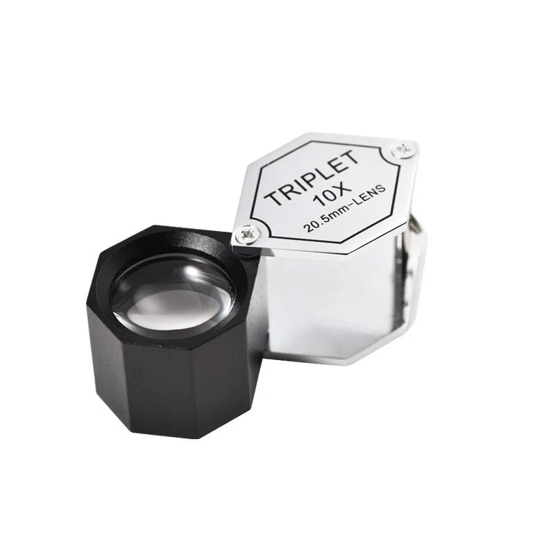 Handheld metal magnifying glass with optical glass lens for jewelry and coin identification