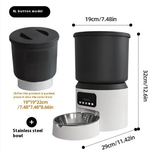 4L smart pet feeder with Wi-Fi connectivity and camera monitoring for cats and dogs