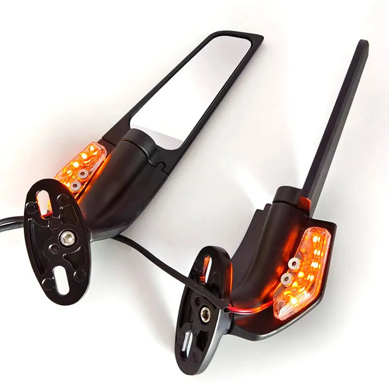 Motorcycle rearview mirror with convex lens and aluminium alloy housing in yellow light finish